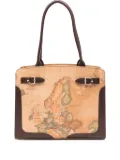 ALVIERO MARTINI 1° CLASSE Valley Geo map-print tote bag - Brown