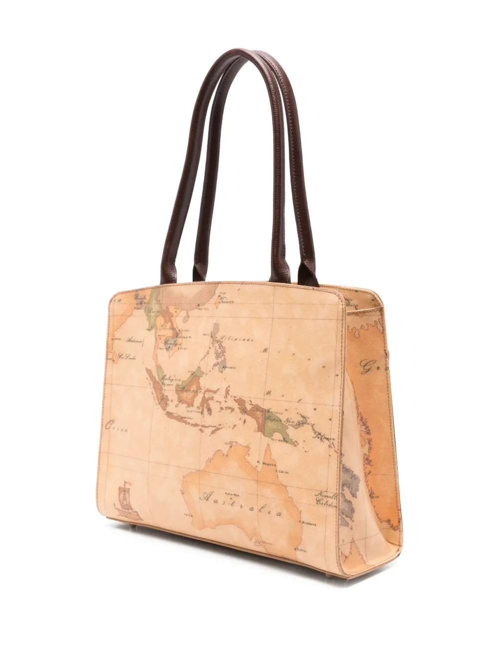 Alviero Martini 1° Classe Valley Geo Map-print Tote Bag In Brown