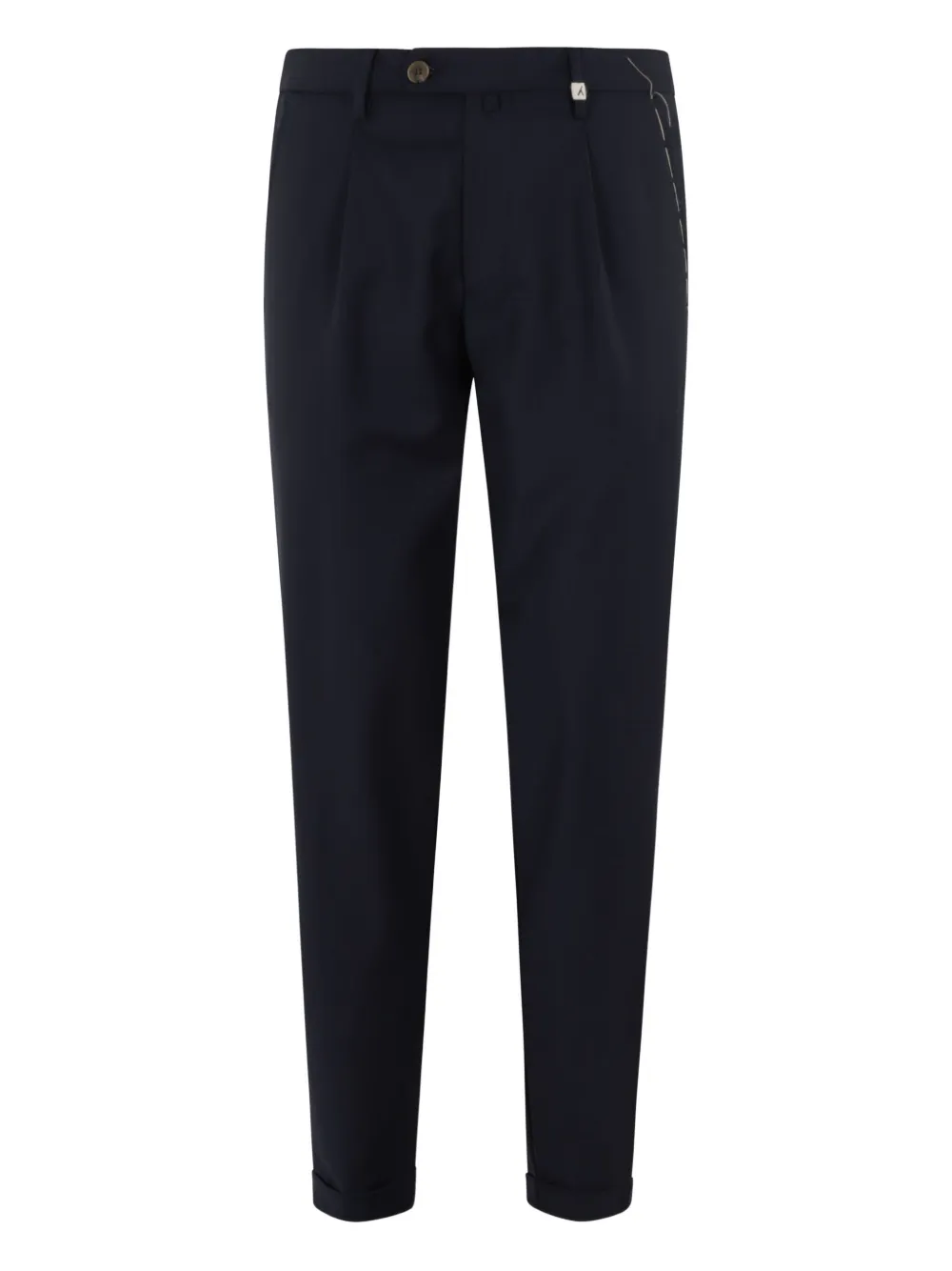 Myths Pleated Cotton-cashmere Blend Tailored Trousers In Blue