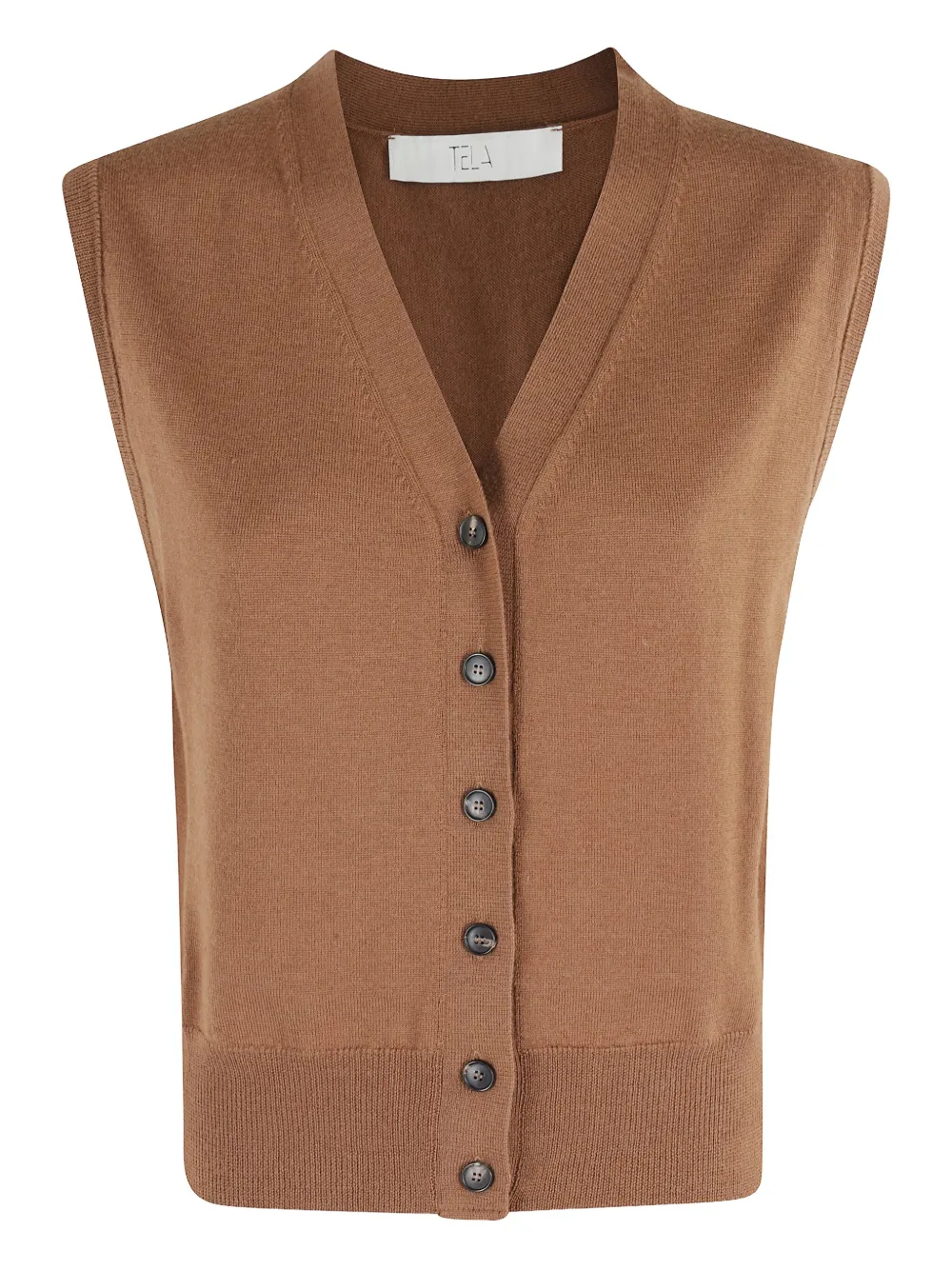 Tela button-front sleeveless cardigan | Brown | Image 1