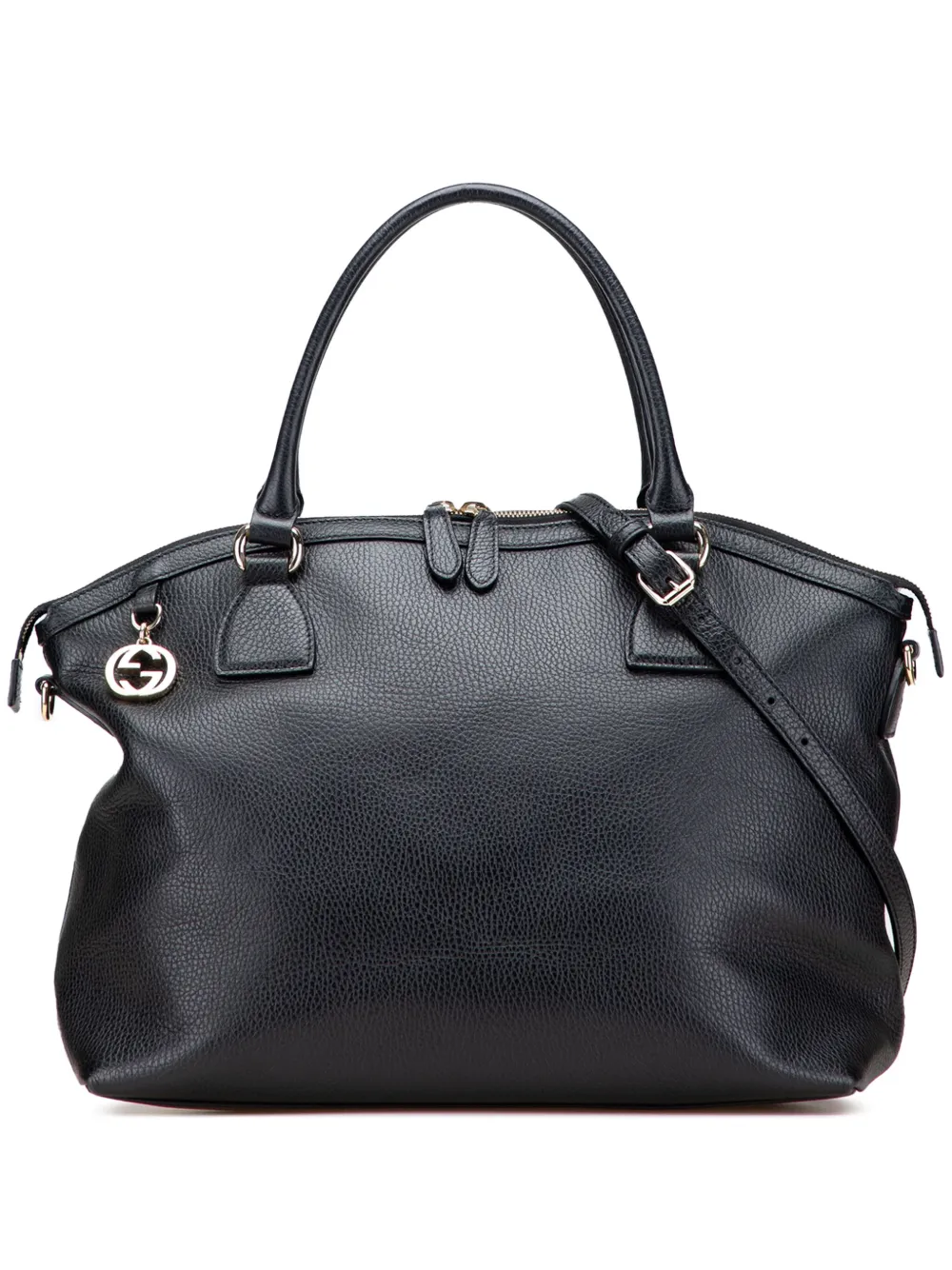Gucci Pre-Owned 2000-2015 Large Dollar Calfskin GG Charm Dome satchel | Black | Image 1