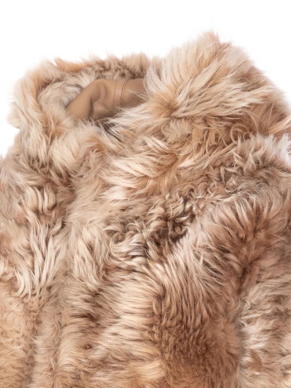 Yves Salomon hooded lamb fur jacket Beige
