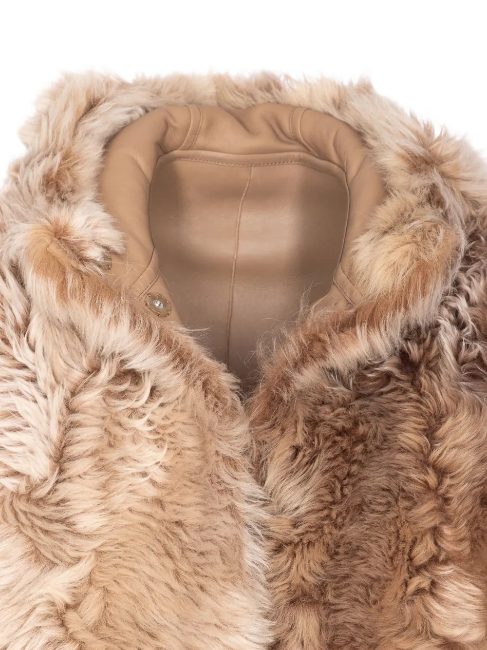 Yves Salomon hooded lamb fur jacket Beige