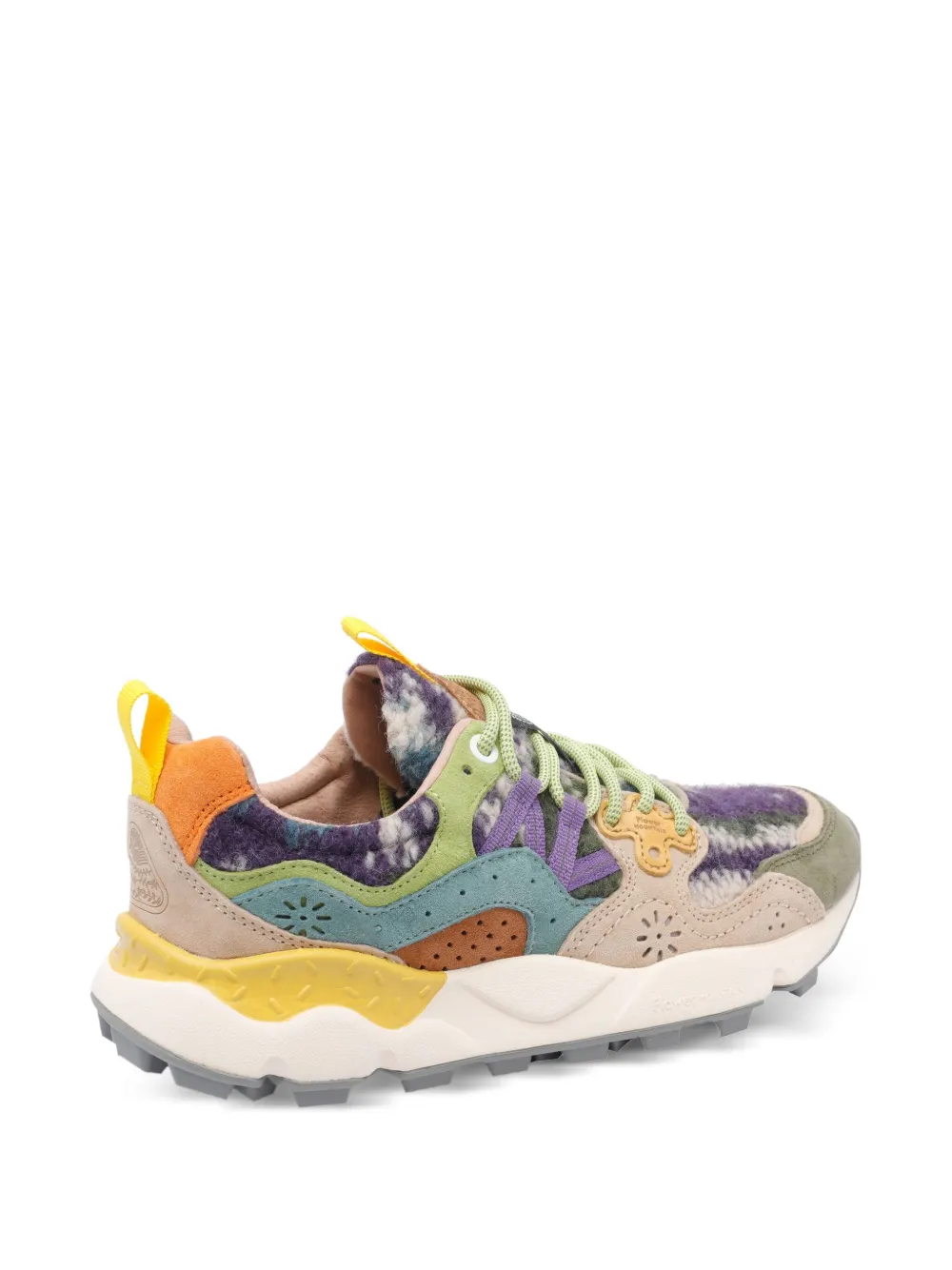 FLOWER MONTAIN patterned suede sneakers Green