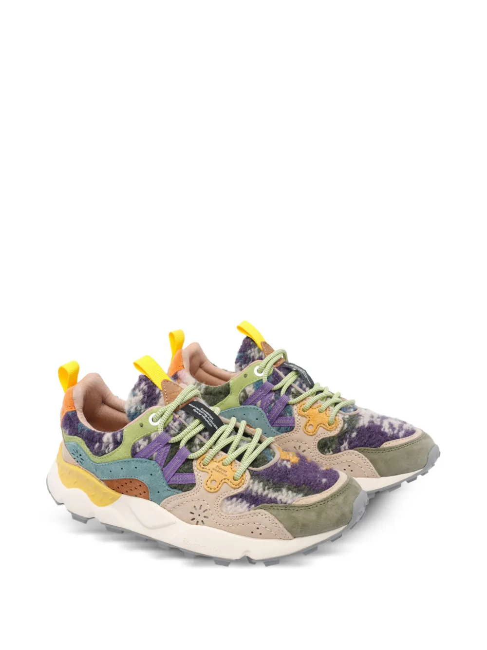 FLOWER MONTAIN patterned suede sneakers Green