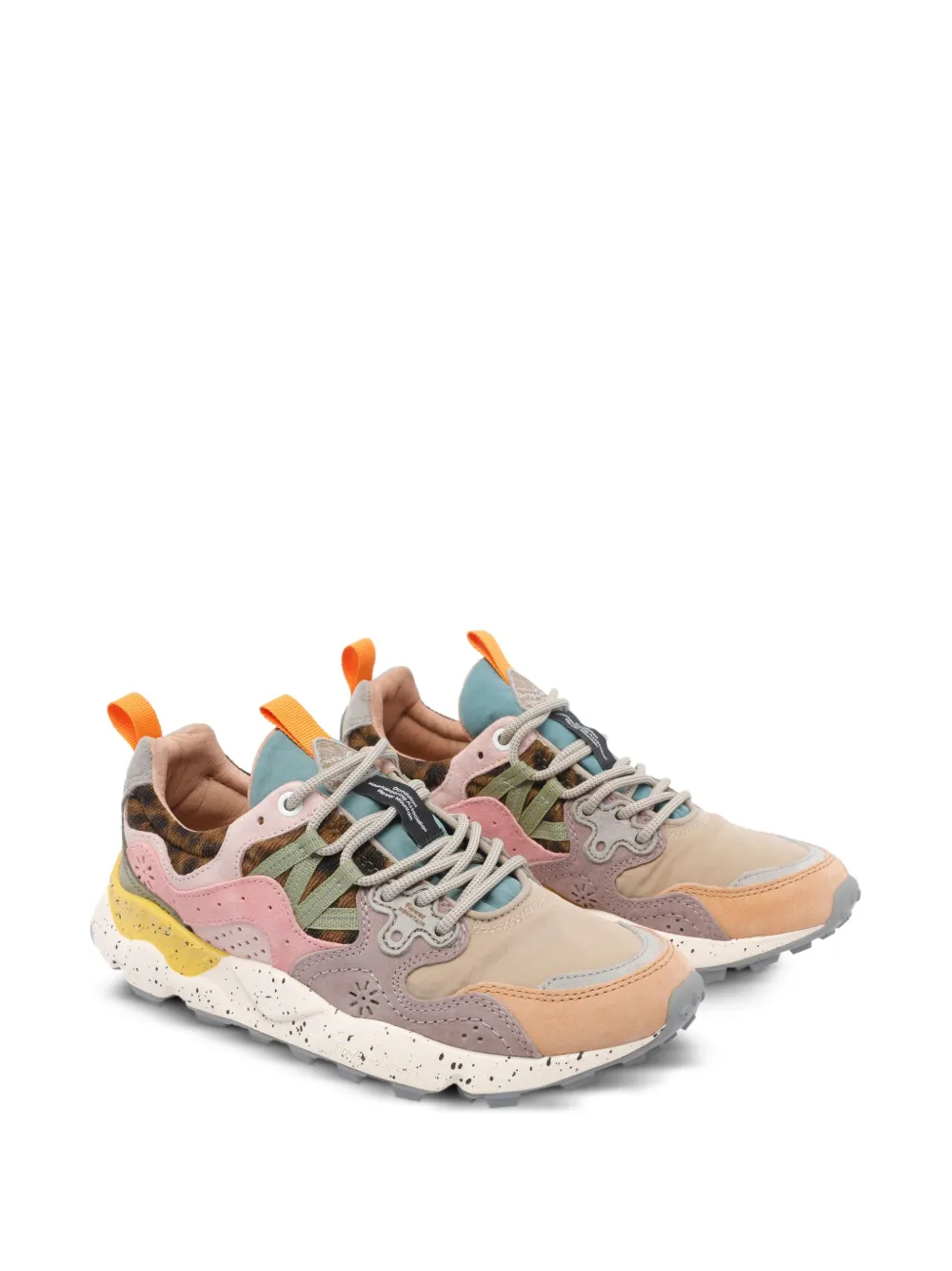 FLOWER MOUNTAIN Yamano 3 Light leather-suede panelled sneakers Neutrals
