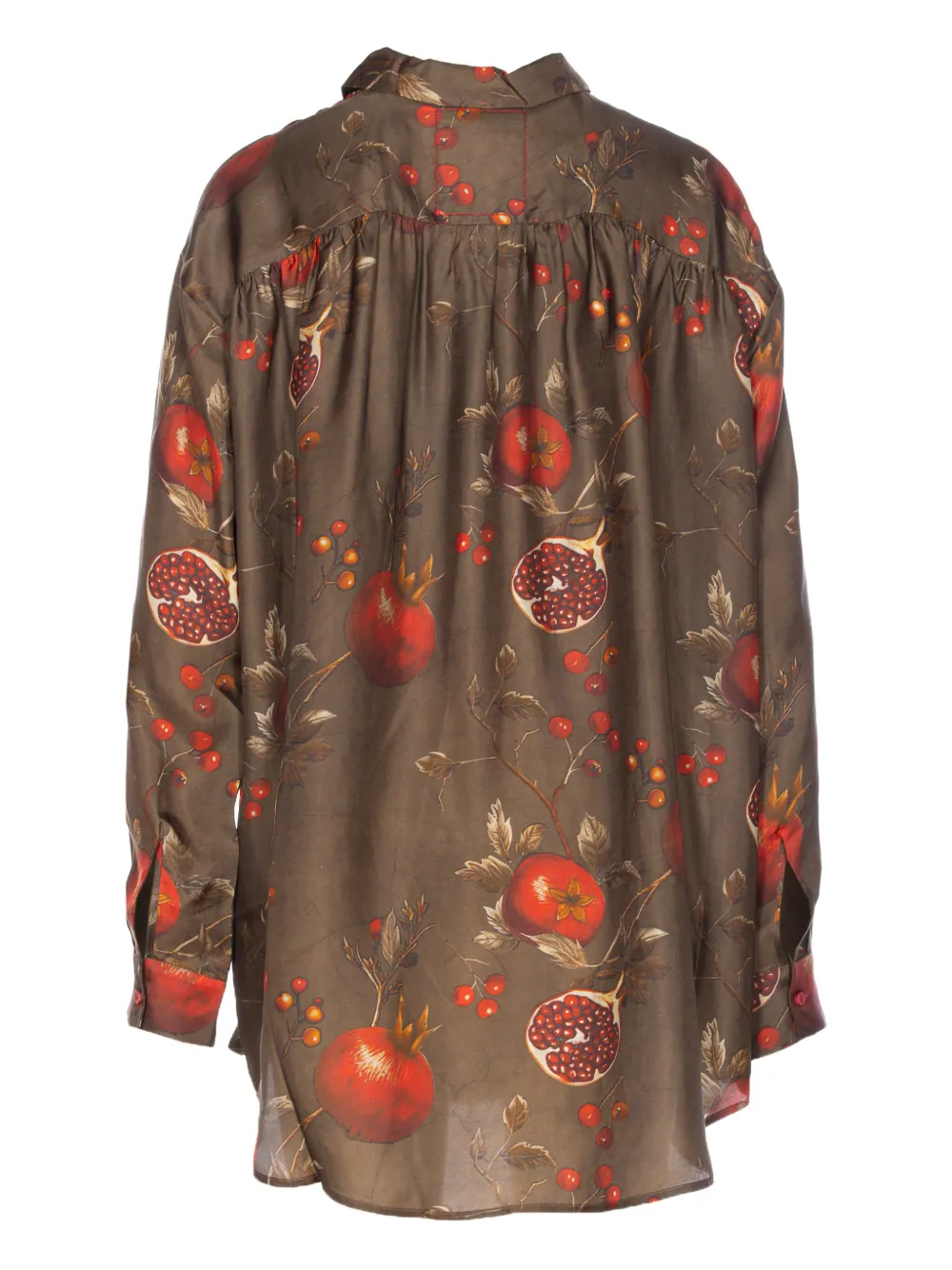 Uma Wang pomegranate-print asymmetrical-buttoned top - Bruin