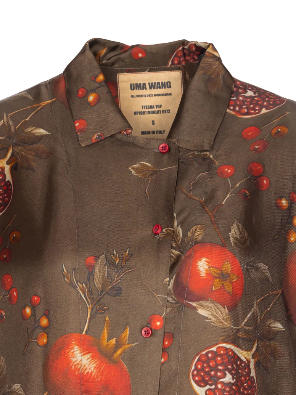 Uma Wang Asymmetrische top met print en knopen Bruin