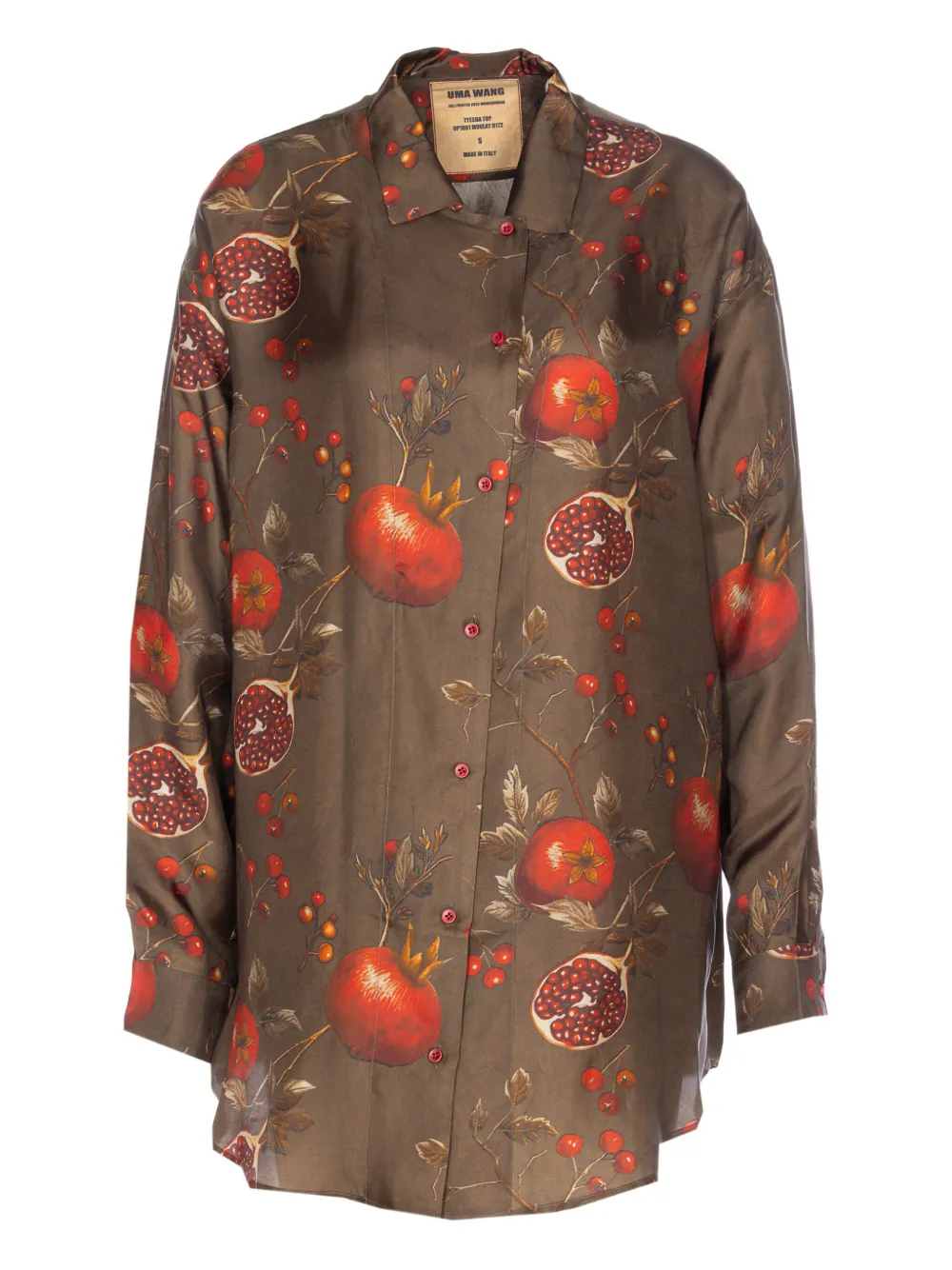 Uma Wang Asymmetrische top met print en knopen Bruin