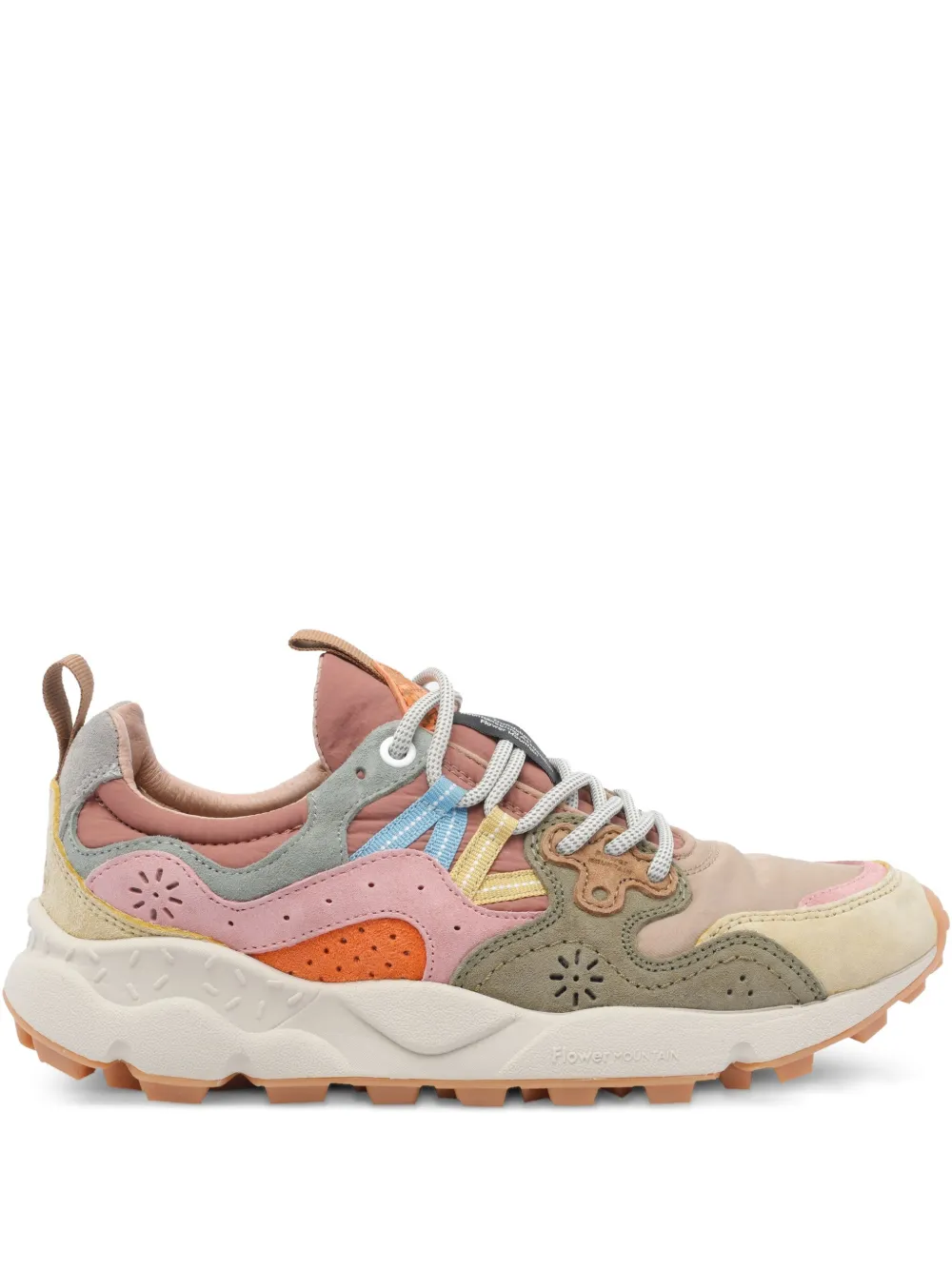 FLOWER MONTAIN perforated leather sneakers Neutrals