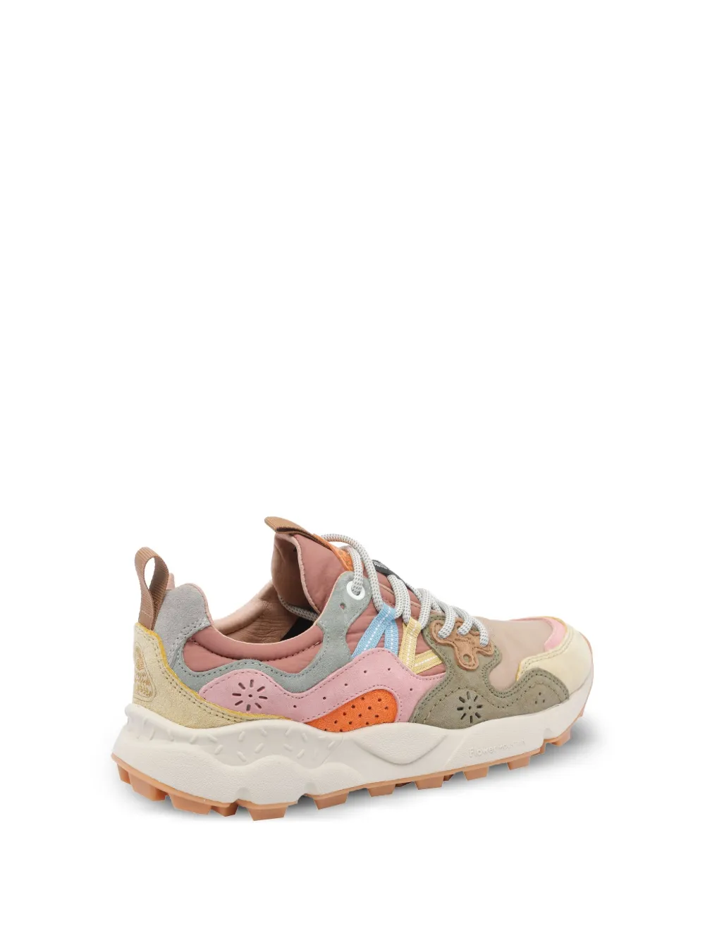 FLOWER MOUNTAIN Geperforeerde leren sneakers Beige