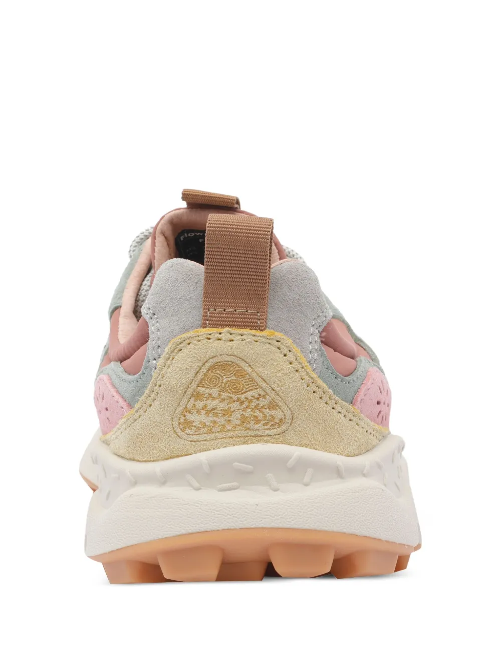 FLOWER MOUNTAIN Geperforeerde leren sneakers Beige