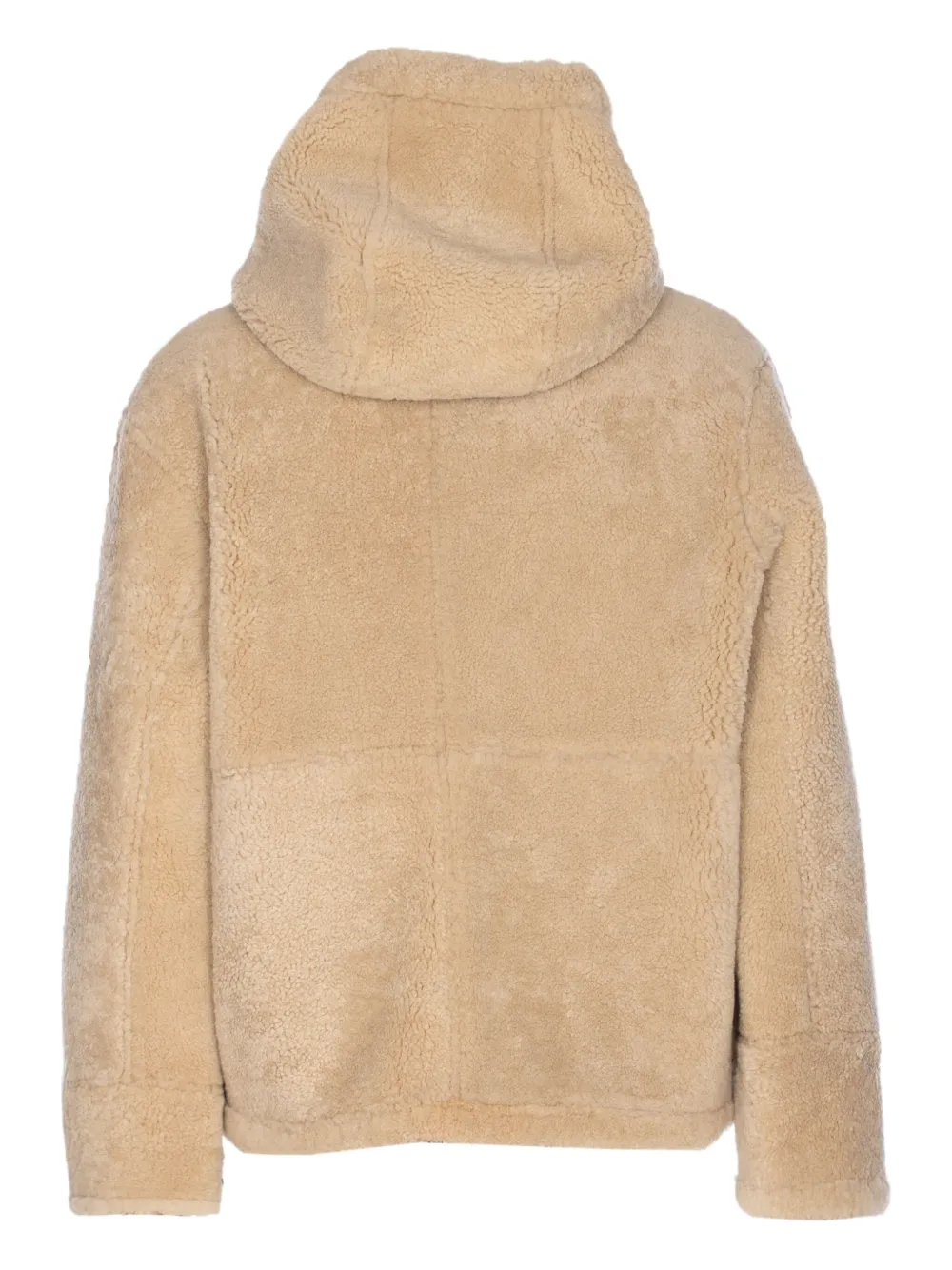 Yves Salomon hooded reversible lambskin jacket Beige