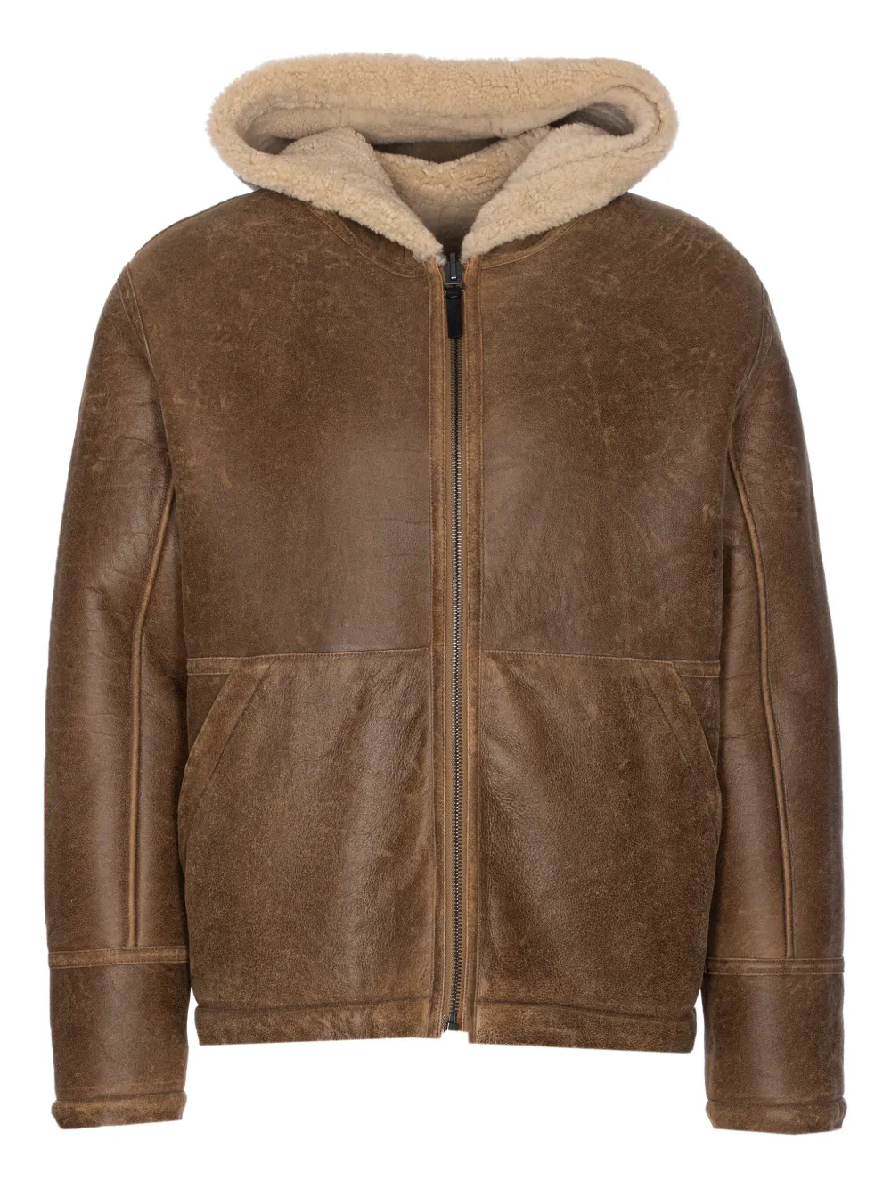 Yves Salomon hooded reversible lambskin jacket Beige