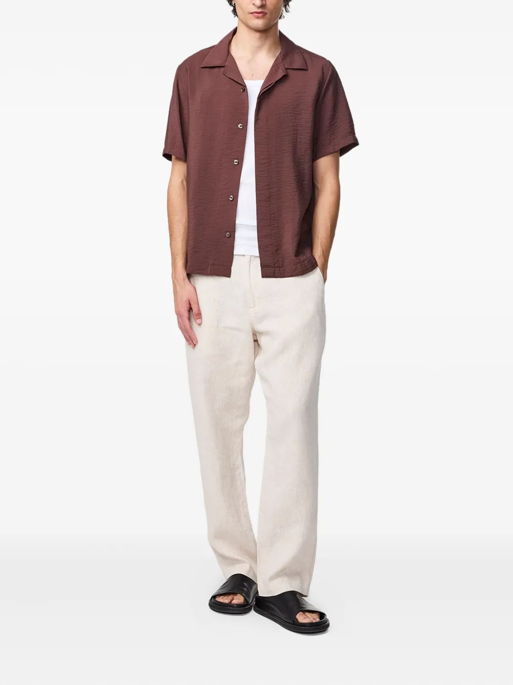 NN07 Hank revere-collar short-sleeve shirt - Bruin