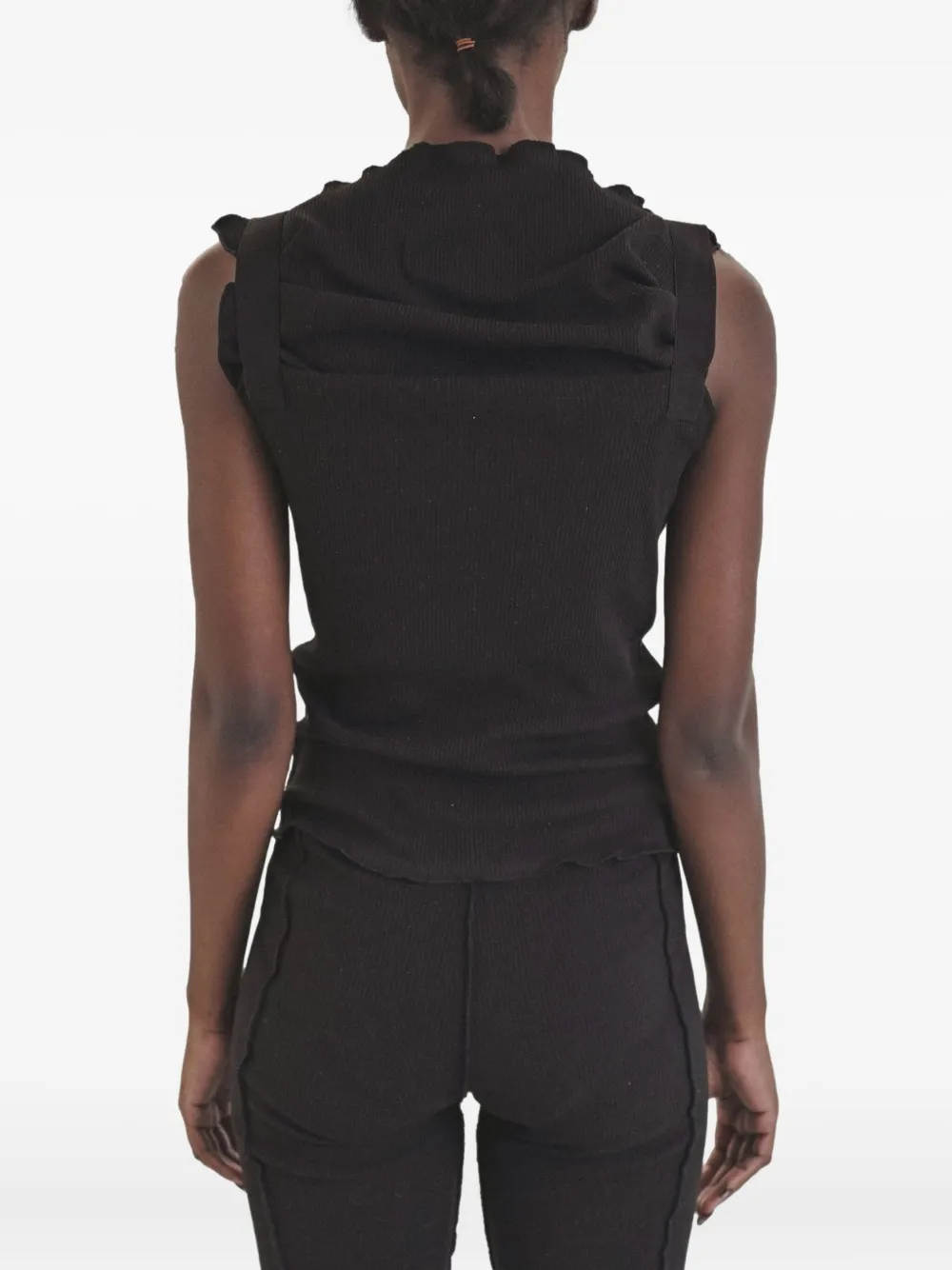 Baserange Lud Ruffled-trim Top In Black