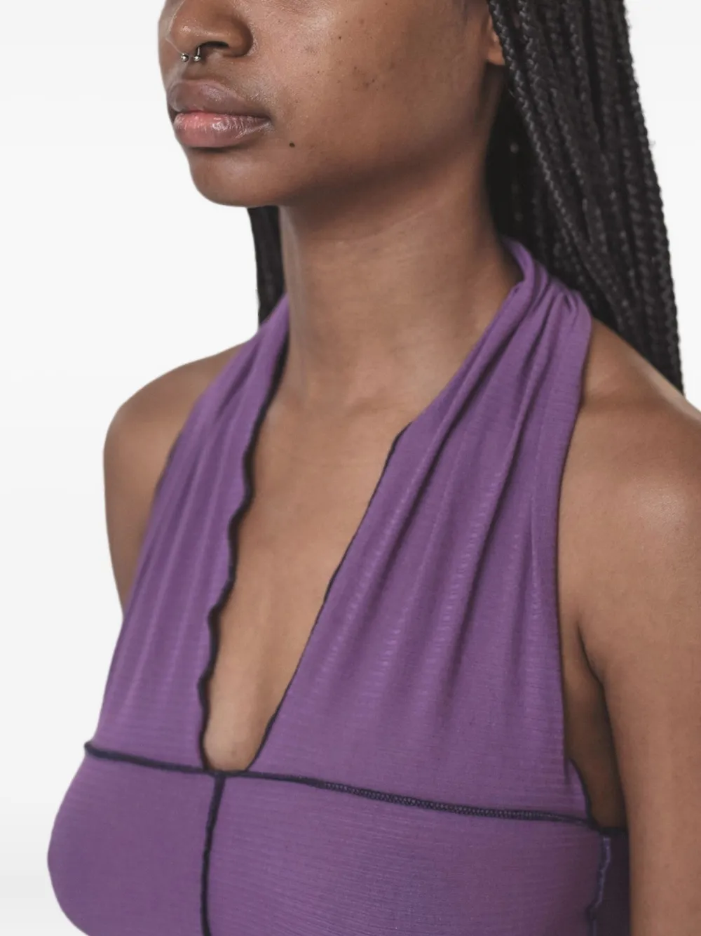 Baserange Cinder Halterneck Panelled Top In Purple