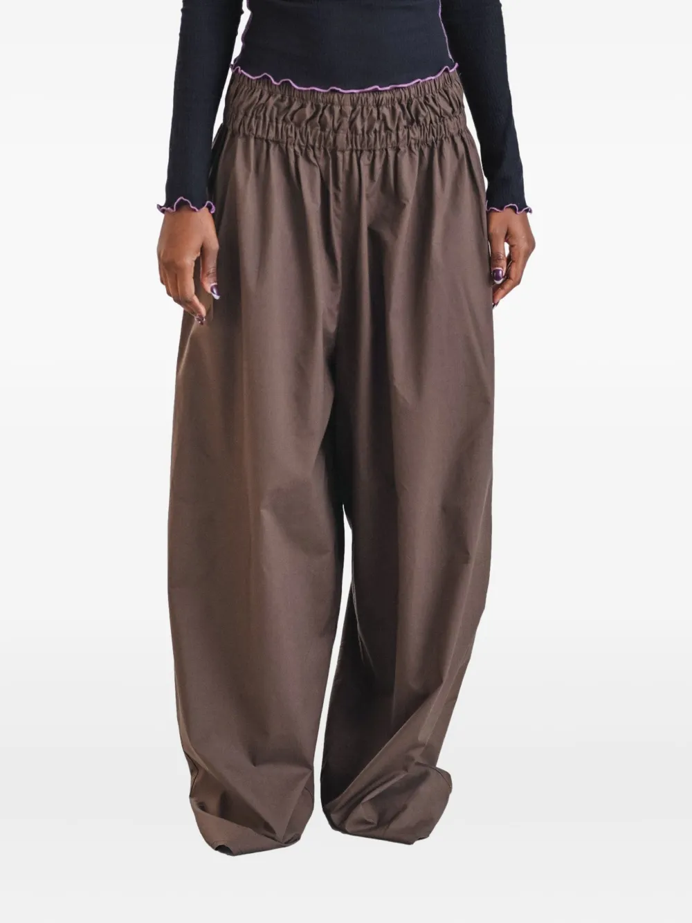 Baserange Tin elasticated-waistband trousers - Bruin