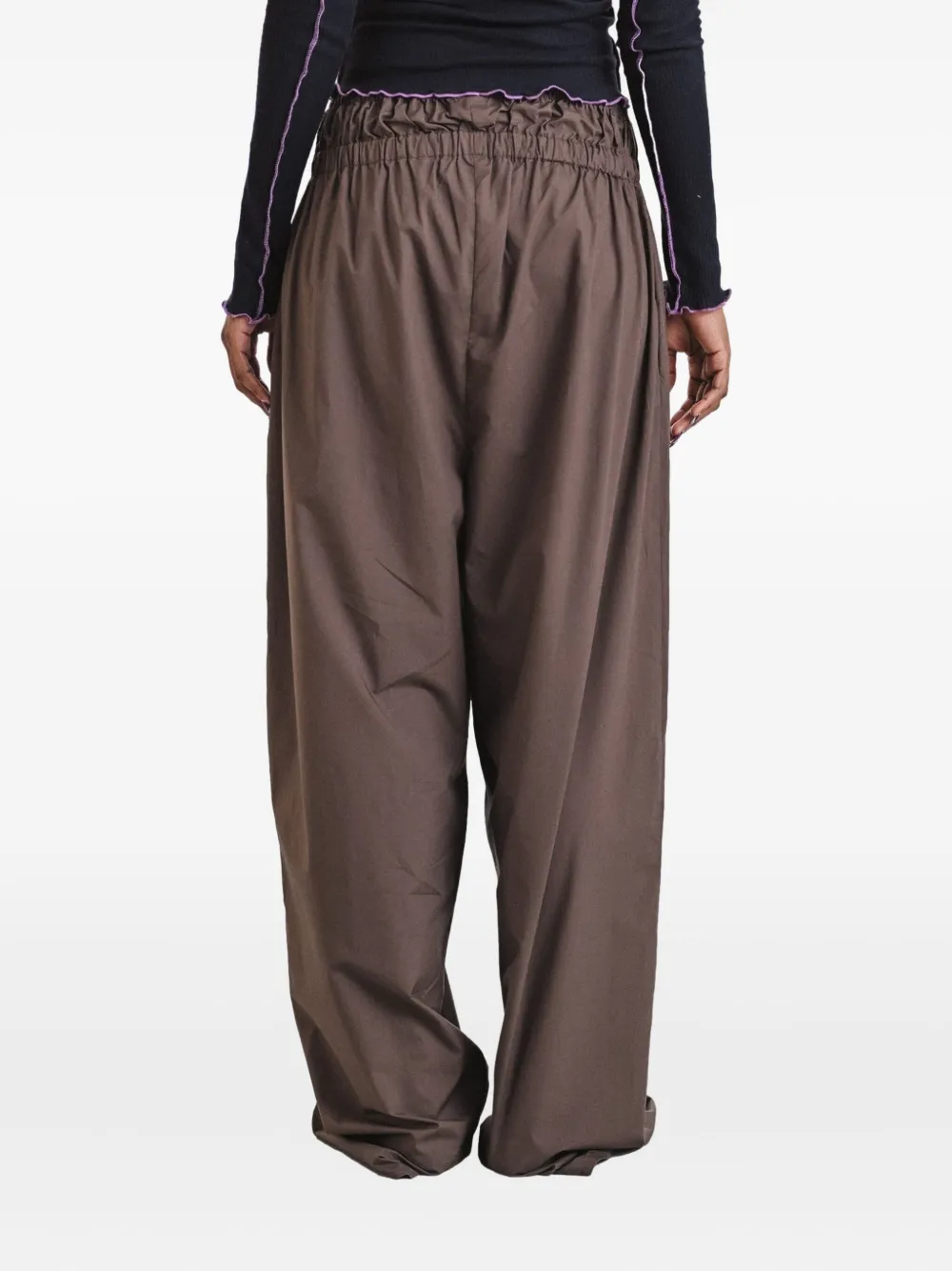 Baserange Tin Elasticated-waistband Trousers In Brown