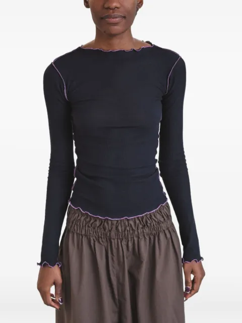 Baserange ruffled-hem long-sleeve tee