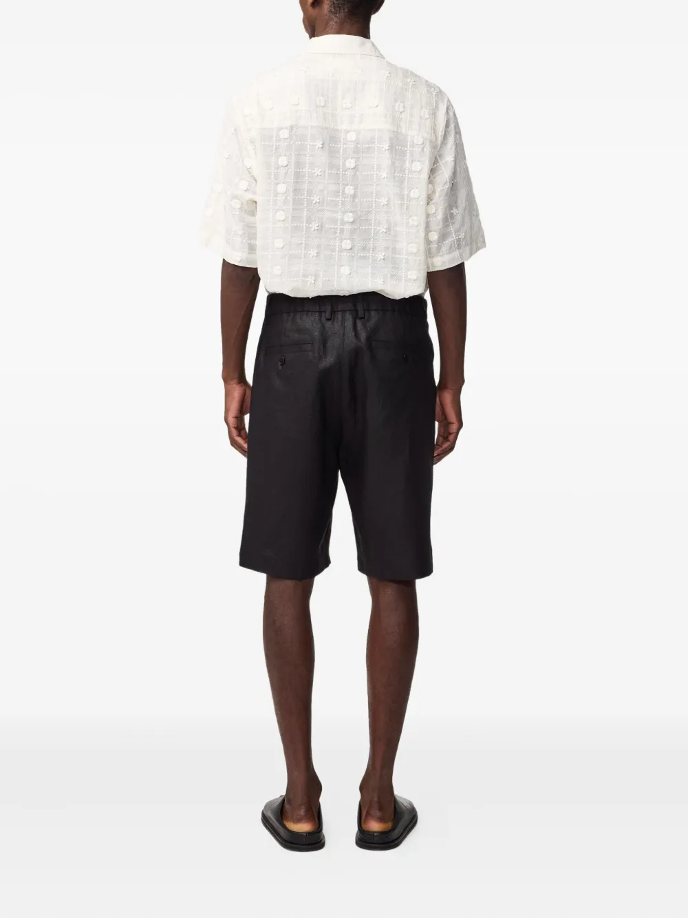 Nn07 Darted Linen Shorts In Black
