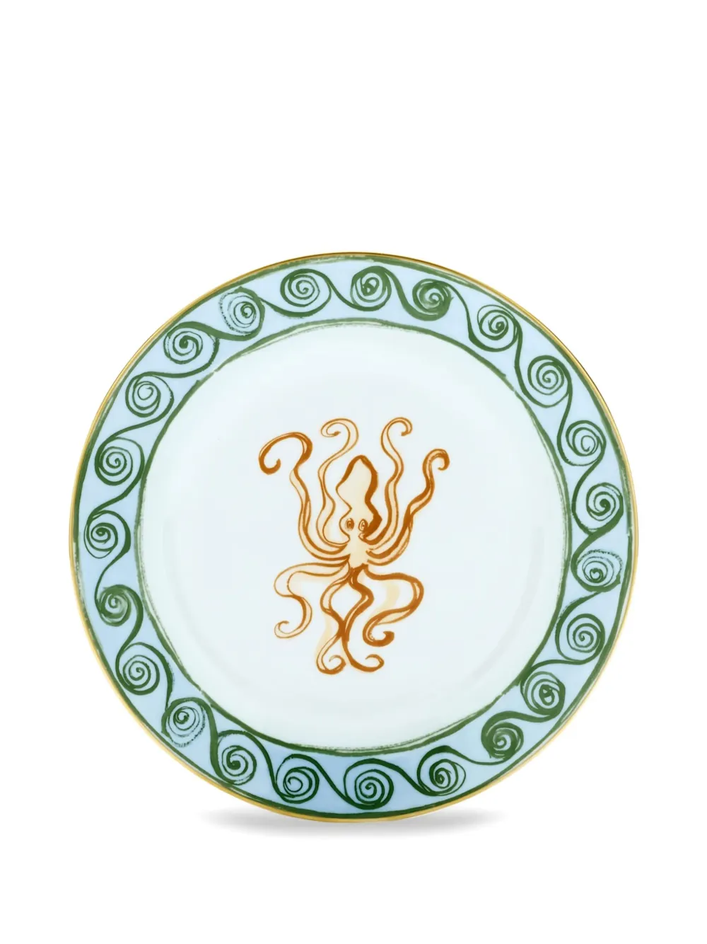 Ginori 1735 Il Viaggio Di Nettuno Octopus-print Swirl-pattern Plate In Green