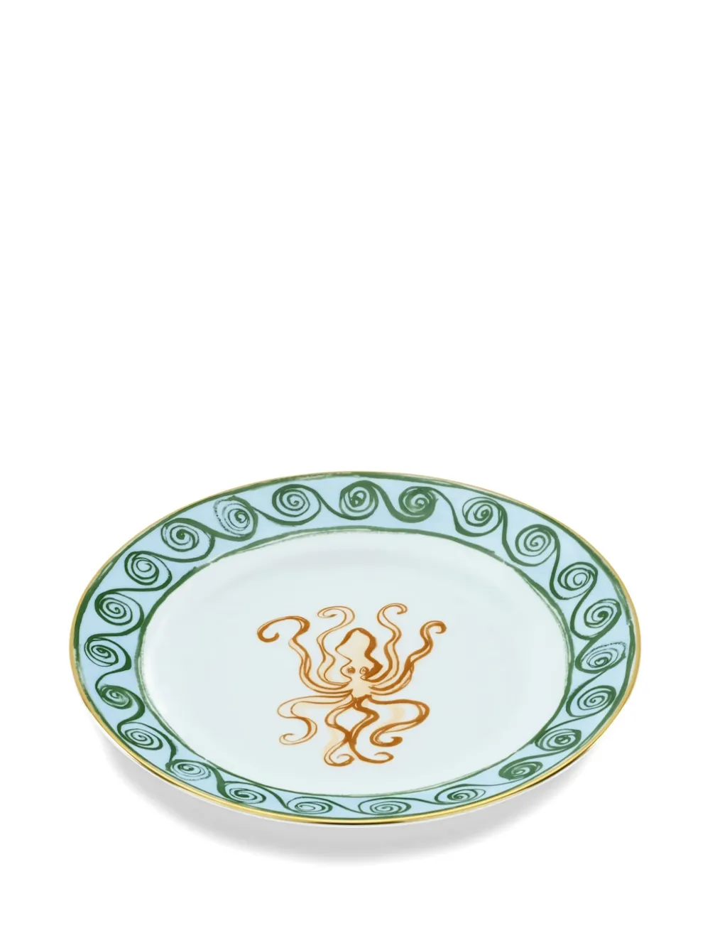 Ginori 1735 Il Viaggio Di Nettuno Octopus-print Swirl-pattern Plate In Green