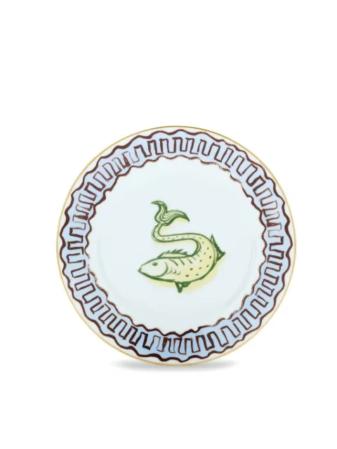 GINORI 1735 fish-motif border plate
