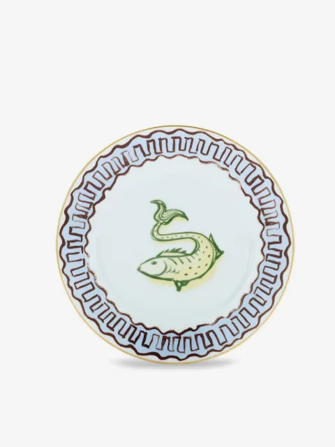 GINORI 1735 fish-motif border plate