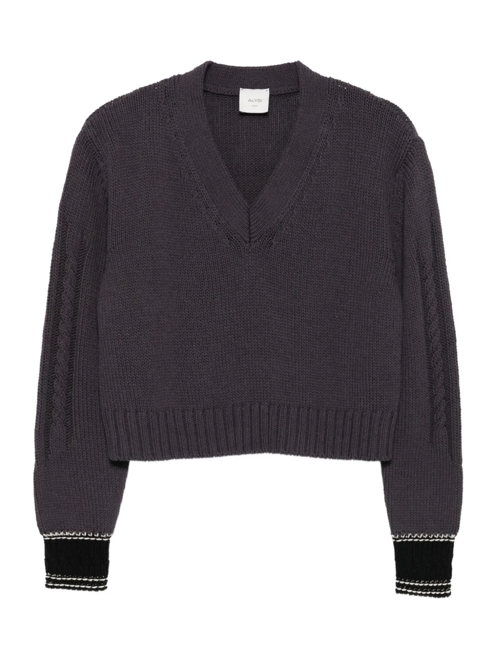 Alysi Cable-knit V-neck Sweater In Purple