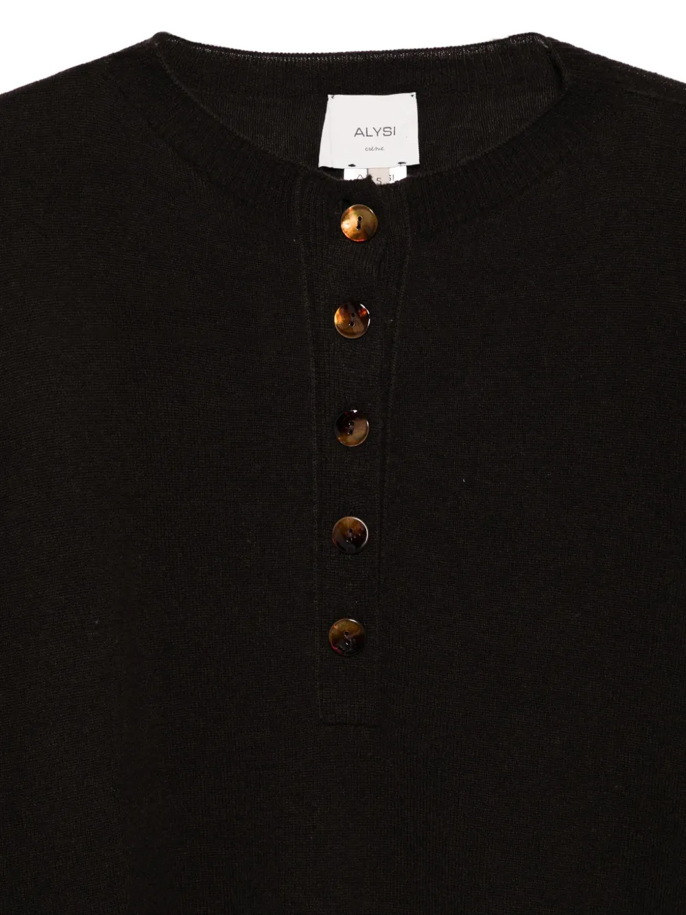 Alysi Button-placket Cashmere Sweater In Black