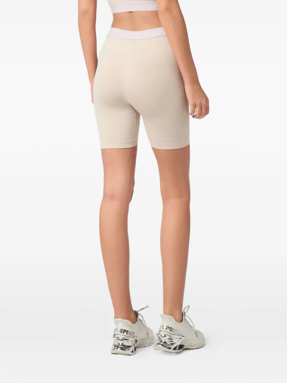 Plein Sport Naadloze bikershorts met logo Beige