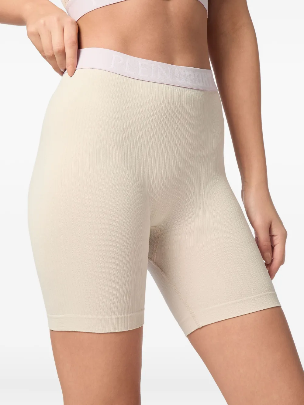 Plein Sport Naadloze bikershorts met logo Beige