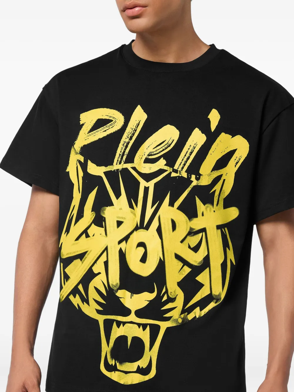 Plein Sport T-shirt met ronde hals en tijgerprint Zwart