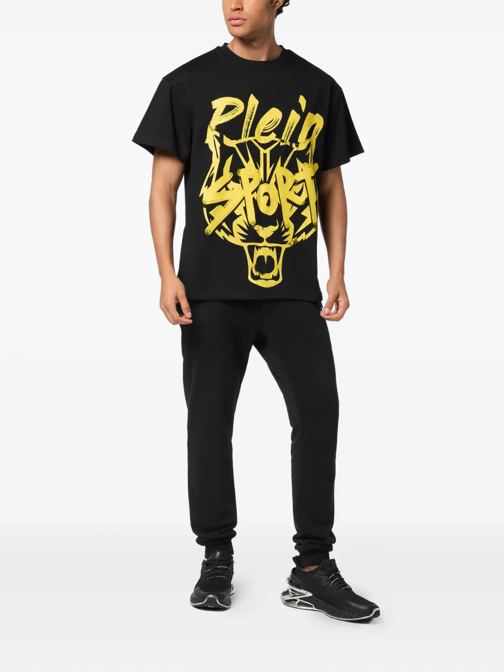 Plein Sport T-shirt met ronde hals en tijgerprint - Zwart