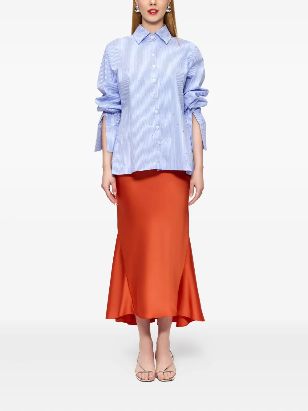V:PM ATELIER Ginny striped embellished shirt - Blauw
