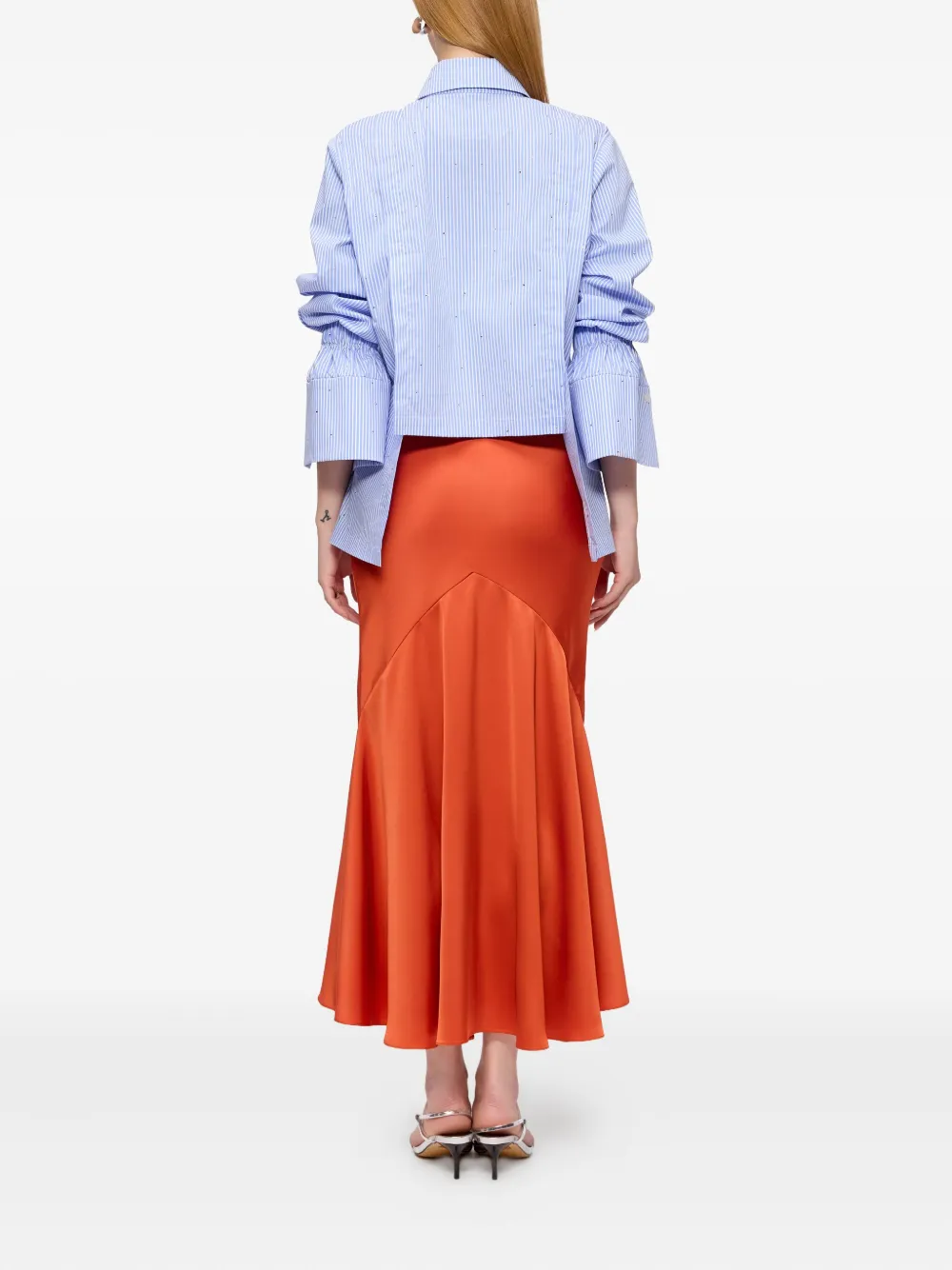 V:PM ATELIER Ginny gestreepte verfraaide blouse Blauw