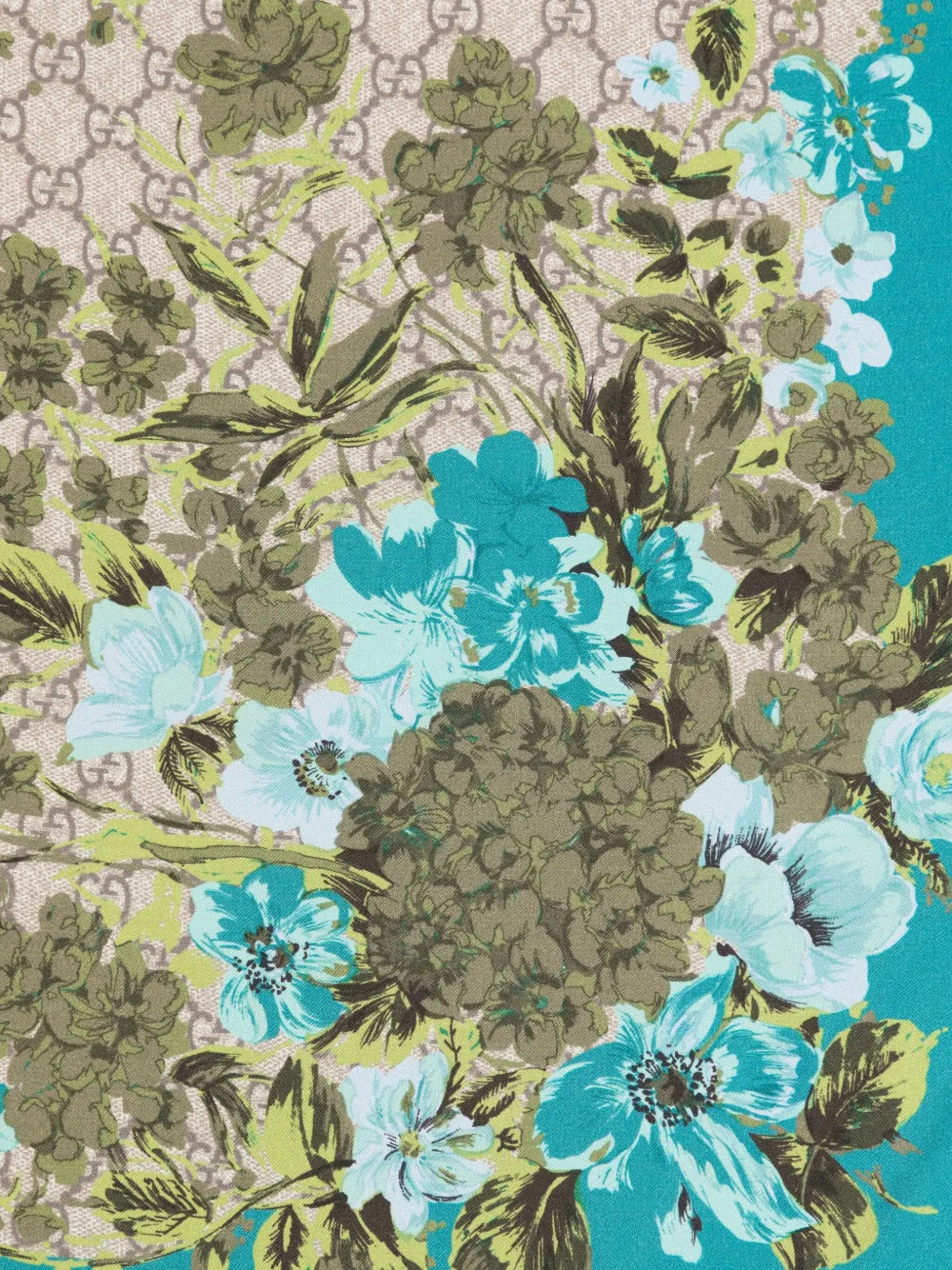 Gucci floral GG-pattern scarf - Blauw