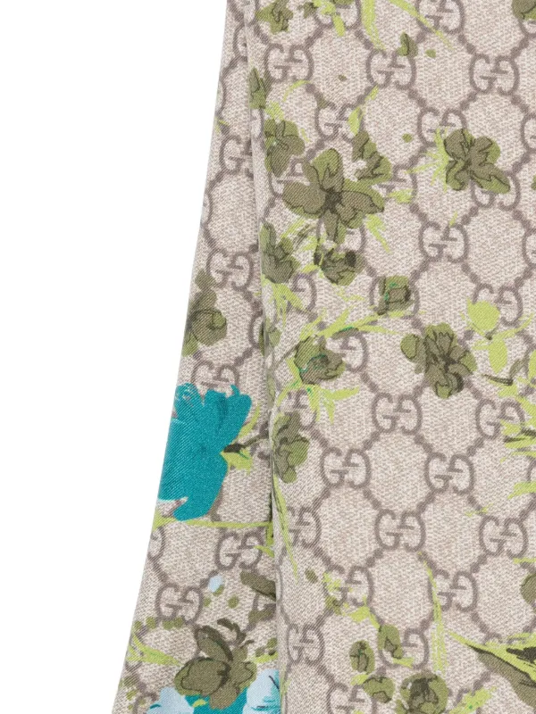 Gucci Floral GG-pattern Scarf | Blue | FARFETCH
