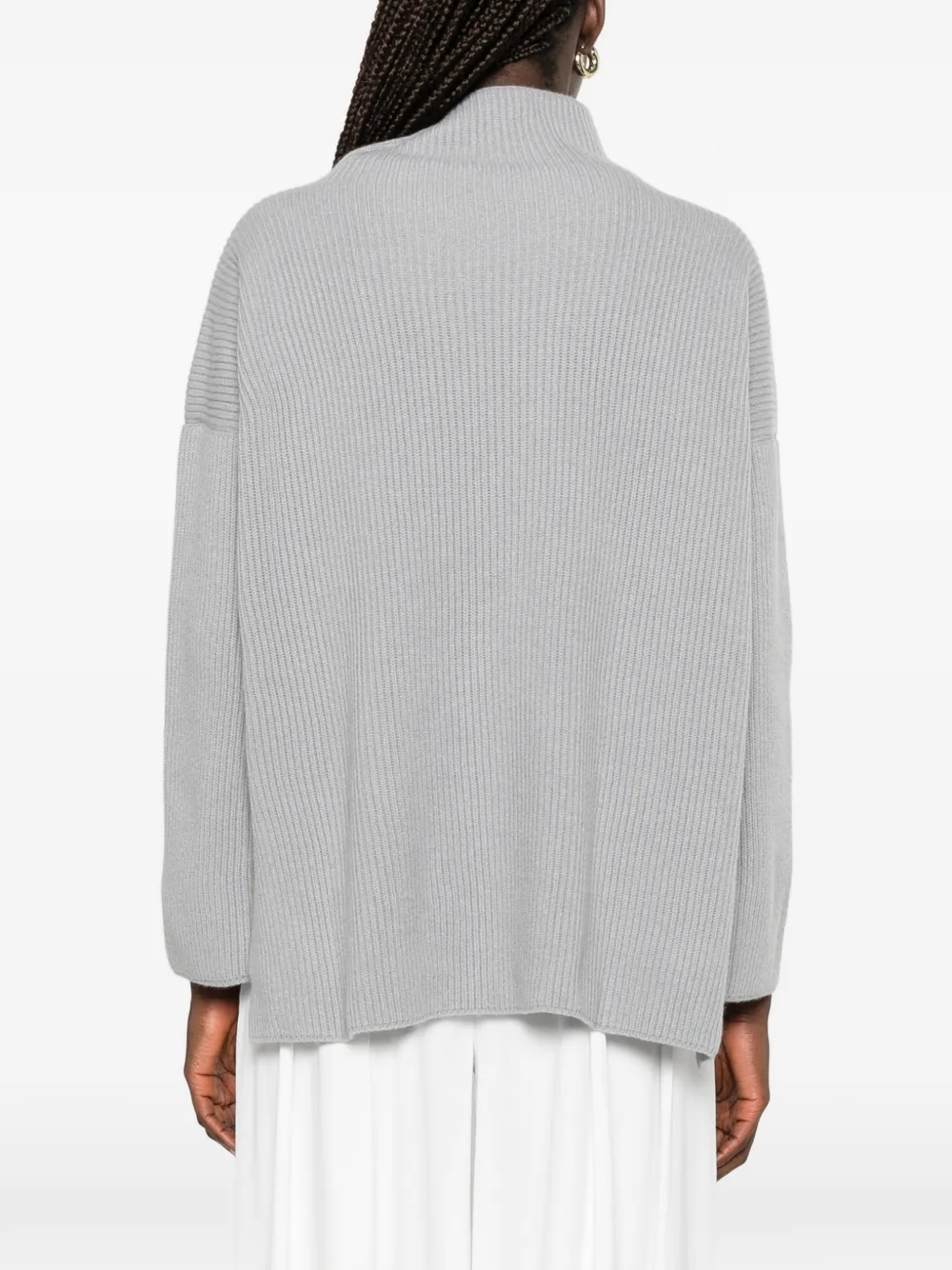La Julie Cashmere Ribgebreide coltrui Grijs