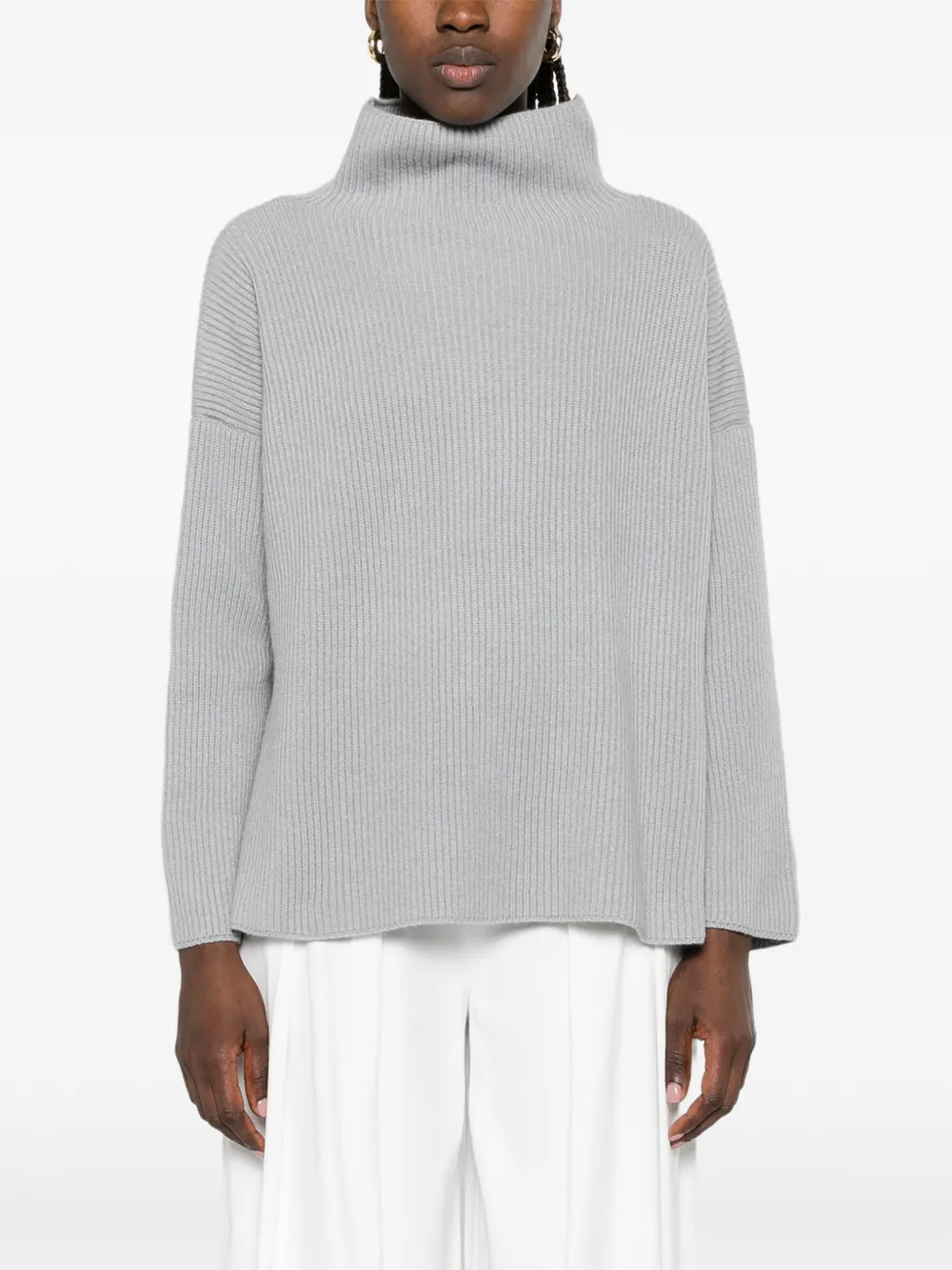 La Julie Cashmere Ribgebreide coltrui Grijs