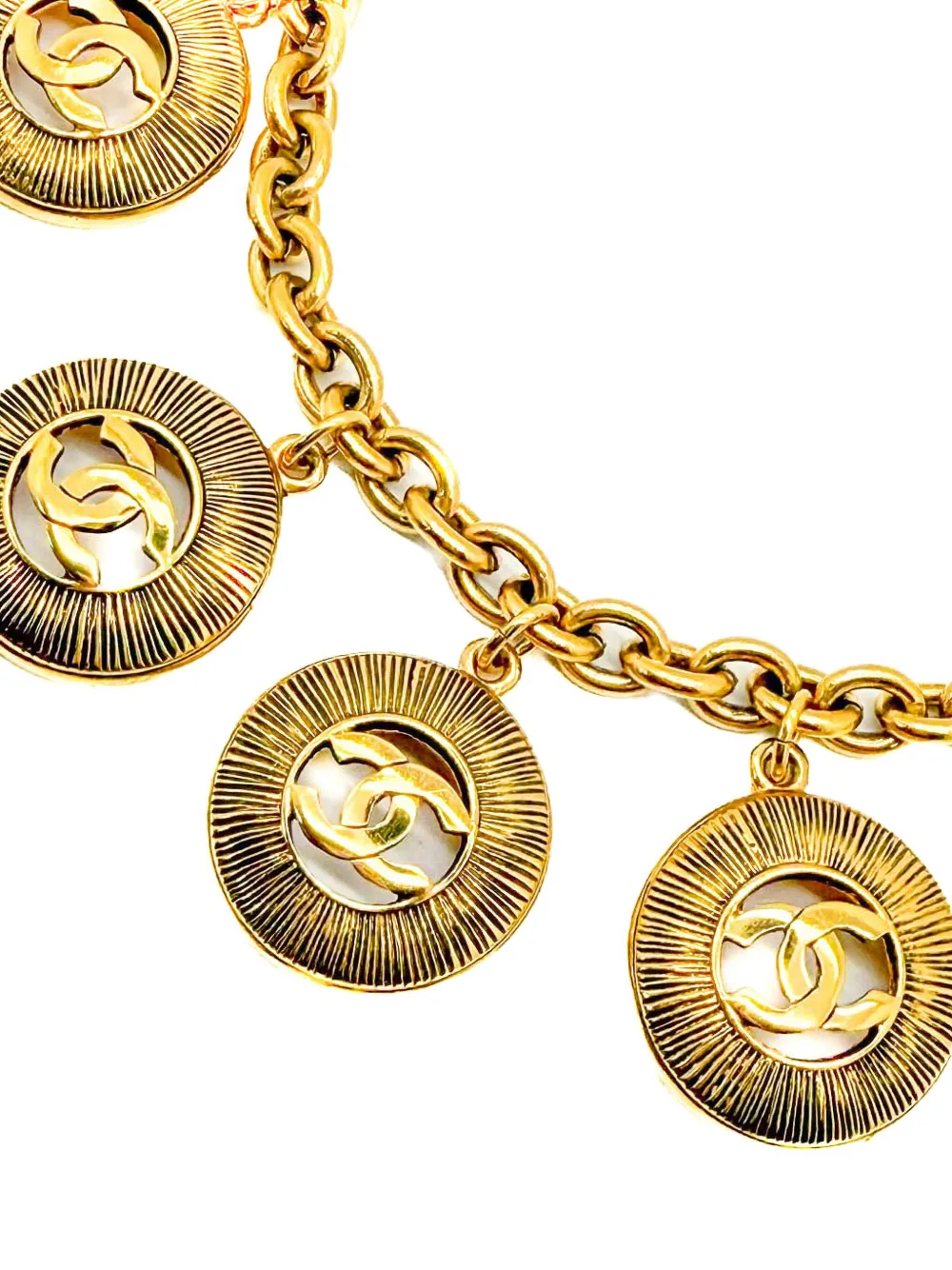 Pre-owned Chanel 1980s Logo-charm Necklace In Gold