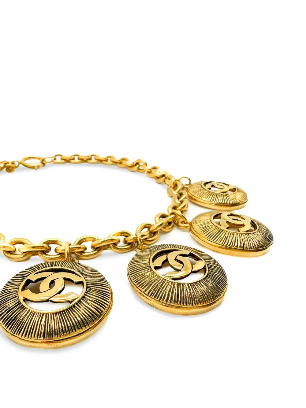 Pre-owned Chanel 1980s Logo-charm Necklace In Gold