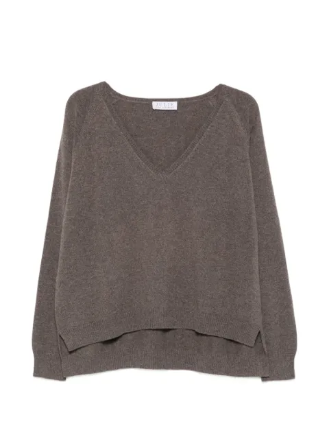 La Julie Cashmere suéter con cuello en V y mangas raglán