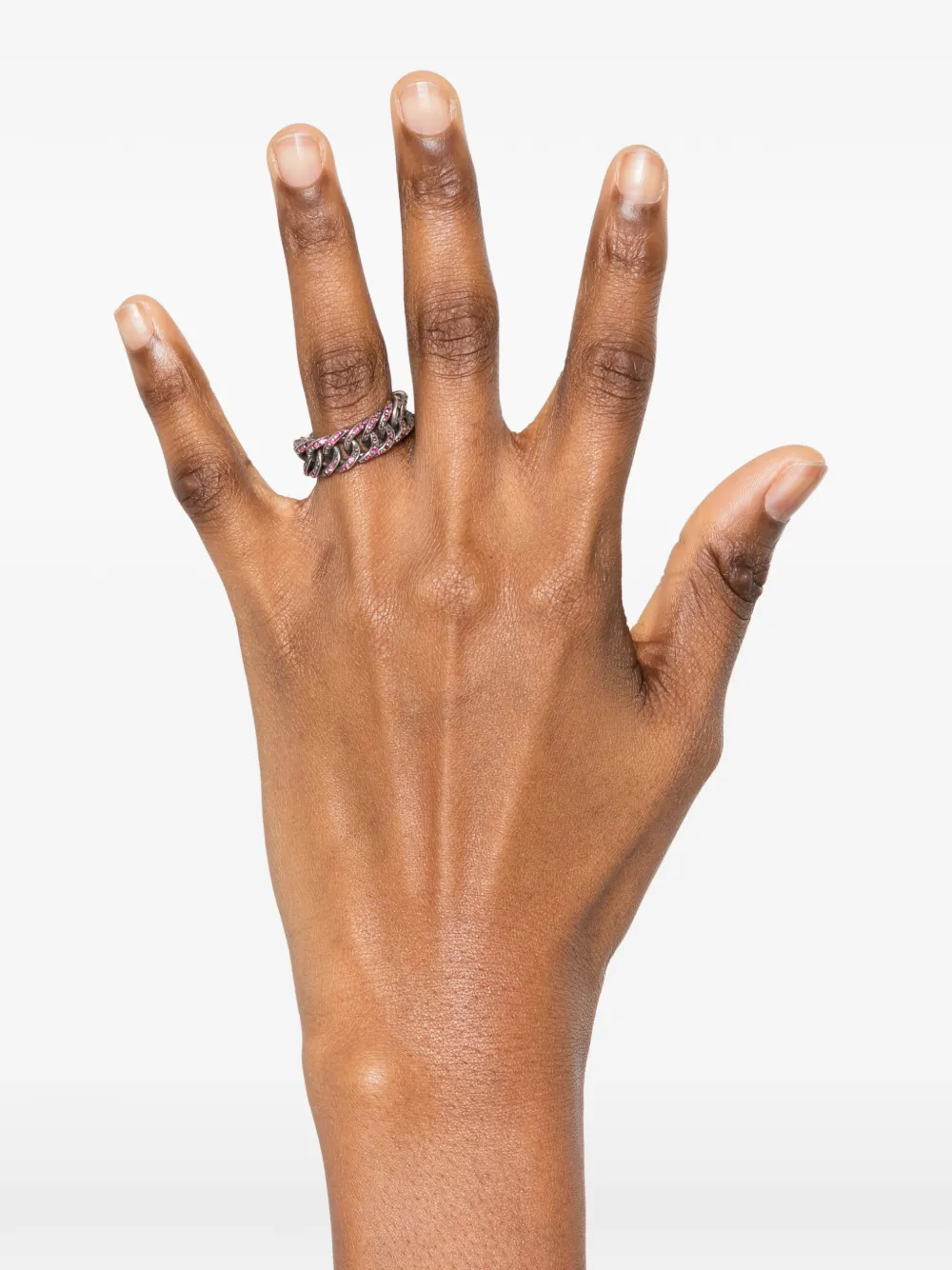  Ugo Cacciatori Chain Rubies Ring - Silver 