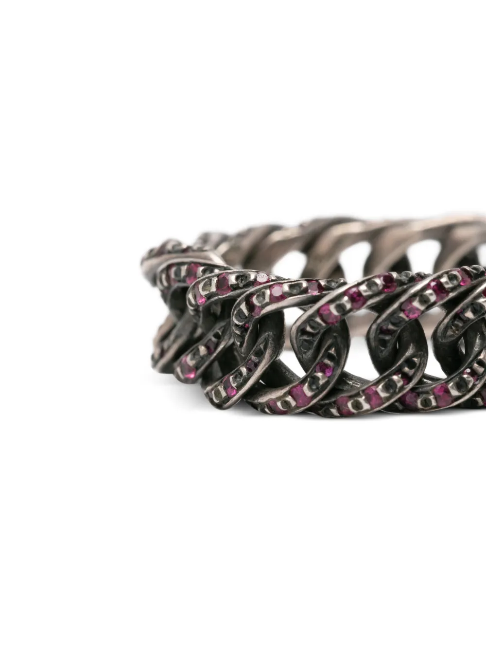  Ugo Cacciatori Chain Rubies Ring - Silver 