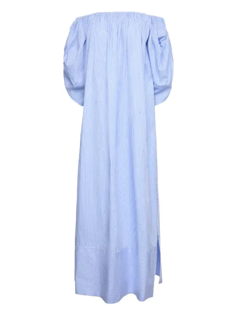 V:PM ATELIER Mandy off-shoulder striped maxi dress