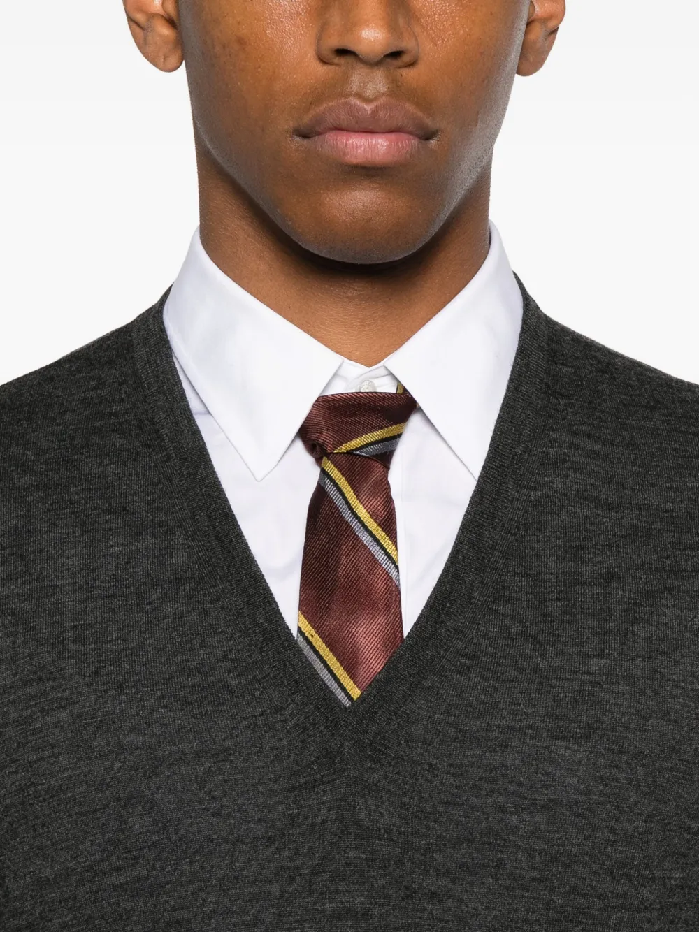 Gucci V-neck Wool Sweater In Black