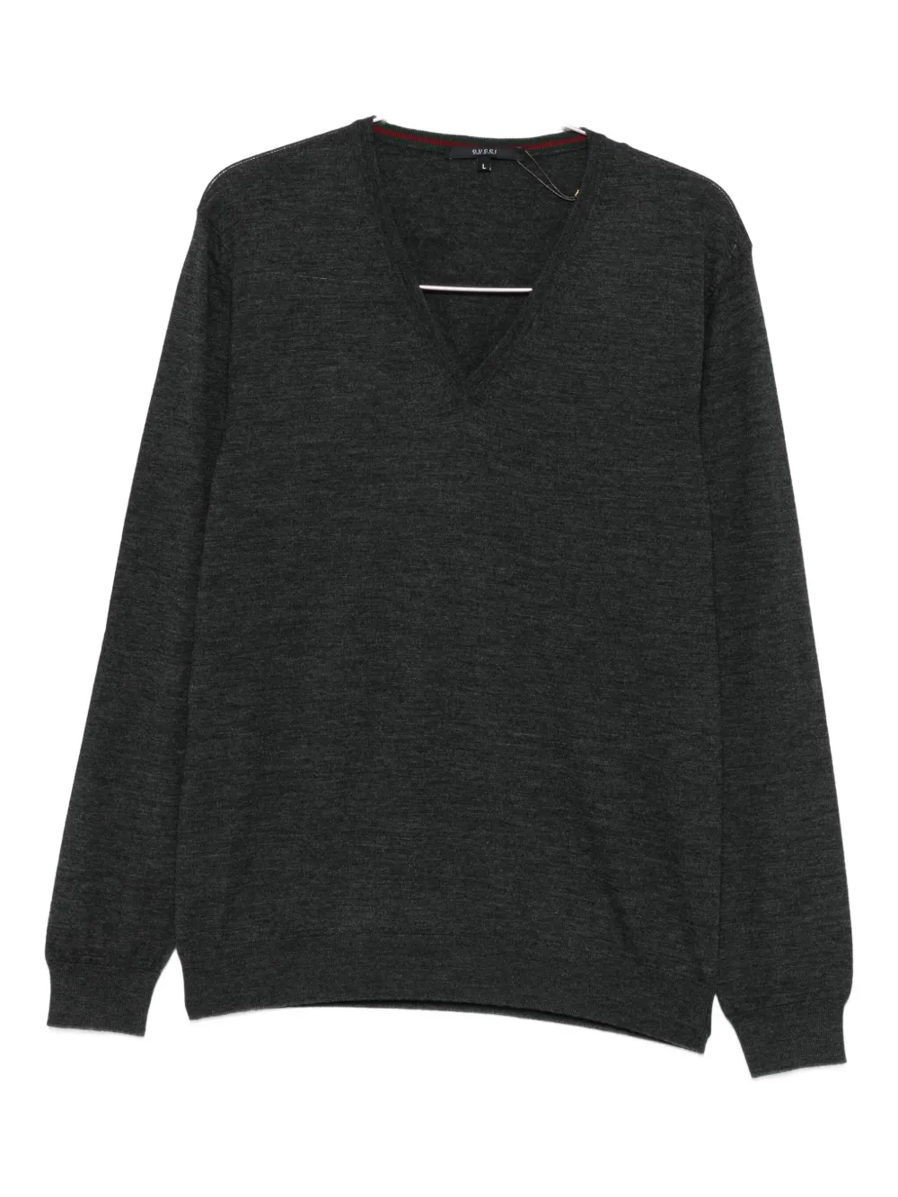 Gucci V-neck Wool Sweater In Black