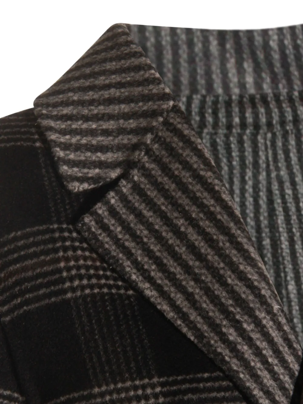 Twinset Black And Grey Wool Coat In Black